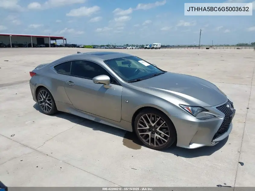 2016 Lexus Rc 200T VIN: JTHHA5BC6G5003632 Lot: 42280210