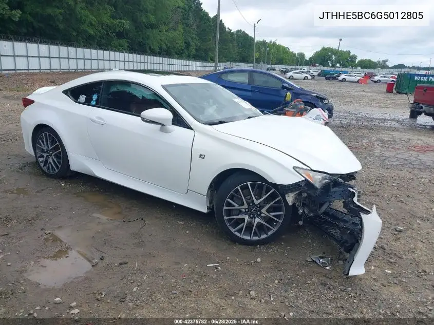 2016 Lexus Rc 350 VIN: JTHHE5BC6G5012805 Lot: 42375782
