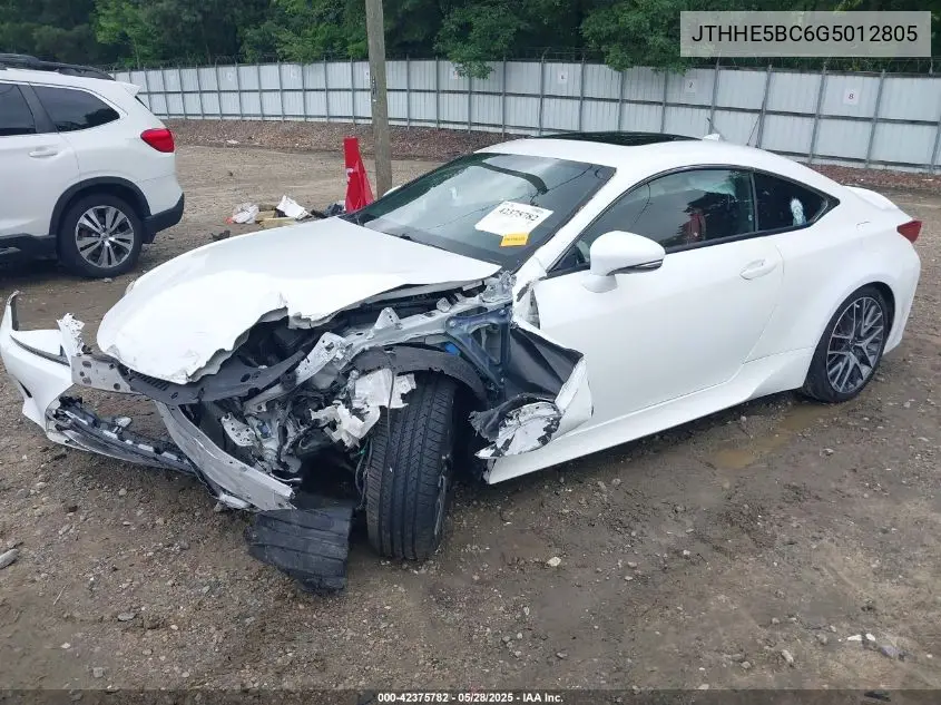 2016 Lexus Rc 350 VIN: JTHHE5BC6G5012805 Lot: 42375782