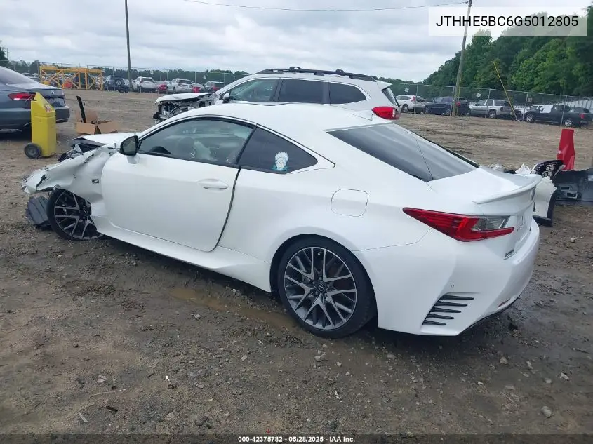 2016 Lexus Rc 350 VIN: JTHHE5BC6G5012805 Lot: 42375782