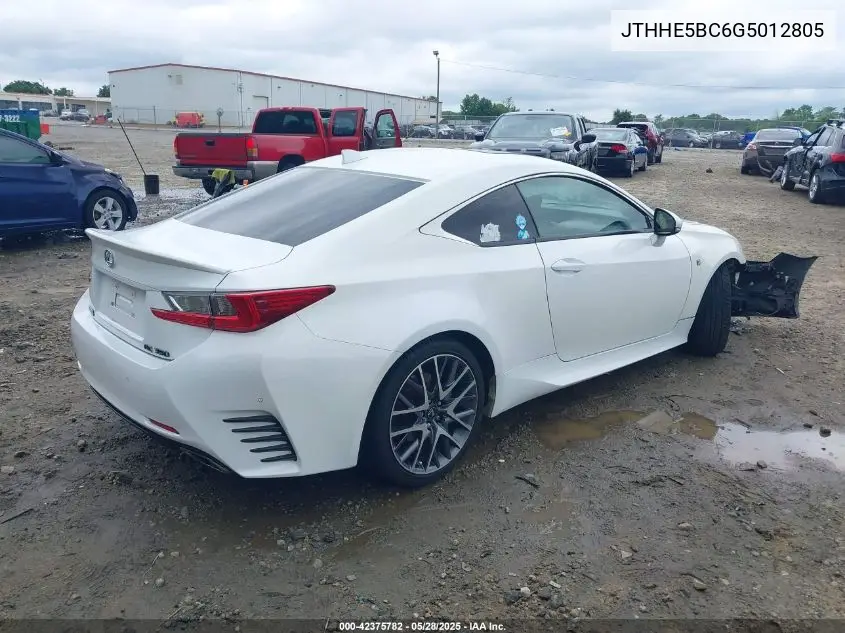2016 Lexus Rc 350 VIN: JTHHE5BC6G5012805 Lot: 42375782