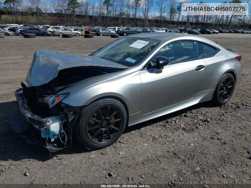 2017 Lexus Rc 200T VIN: JTHHA5BC4H5007275 Lot: 42032498