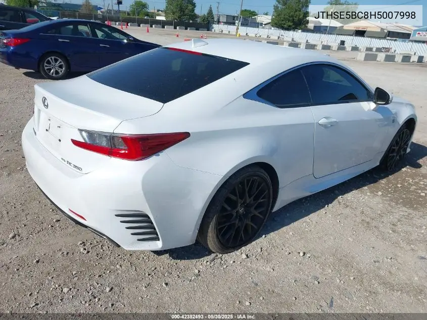 2017 Lexus Rc 350 VIN: JTHSE5BC8H5007998 Lot: 42382493