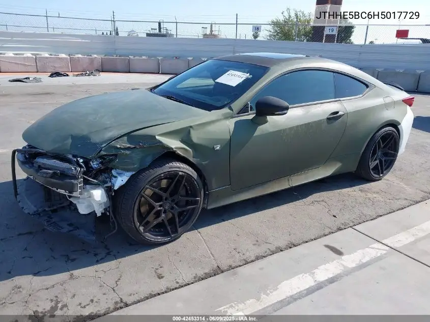 2017 Lexus Rc 350 VIN: JTHHE5BC6H5017729 Lot: 42453314