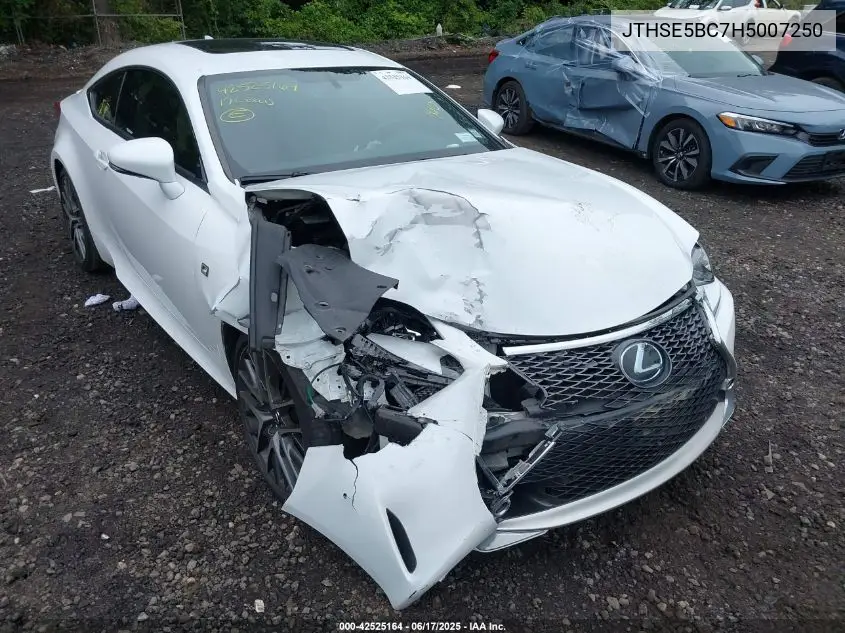 2017 Lexus Rc 350 VIN: JTHSE5BC7H5007250 Lot: 42525164