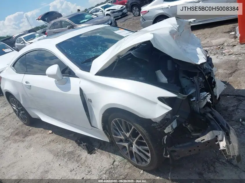 2017 Lexus Rc 350 VIN: JTHSE5BC0H5008384 Lot: 42632350