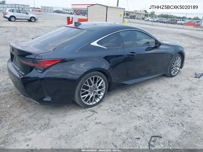 2019 Lexus Rc 350 VIN: JTHHZ5BCXK5020189 Lot: 42368220