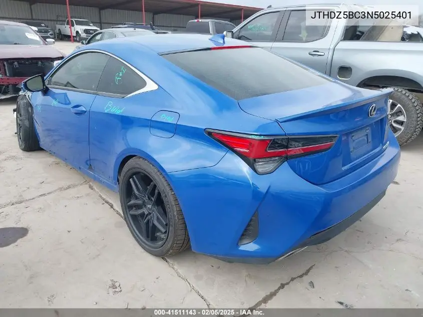 2022 Lexus Rc 350 VIN: JTHDZ5BC3N5025401 Lot: 41511143