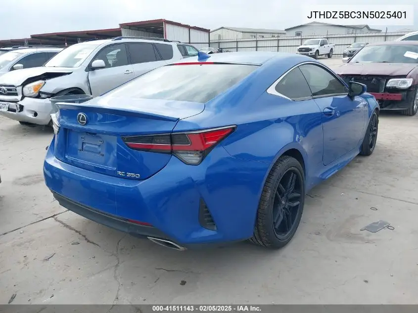 2022 Lexus Rc 350 VIN: JTHDZ5BC3N5025401 Lot: 41511143