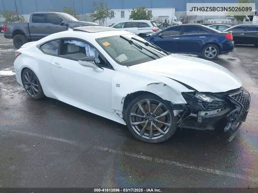 2022 Lexus Rc 350 F Sport VIN: JTHGZ5BC3N5026089 Lot: 41813596