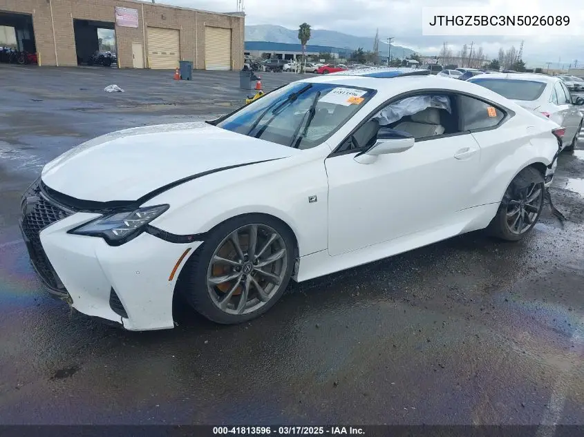 2022 Lexus Rc 350 F Sport VIN: JTHGZ5BC3N5026089 Lot: 41813596