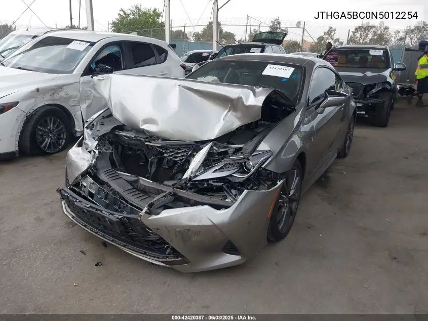 2022 Lexus Rc 300 F Sport VIN: JTHGA5BC0N5012254 Lot: 42420387