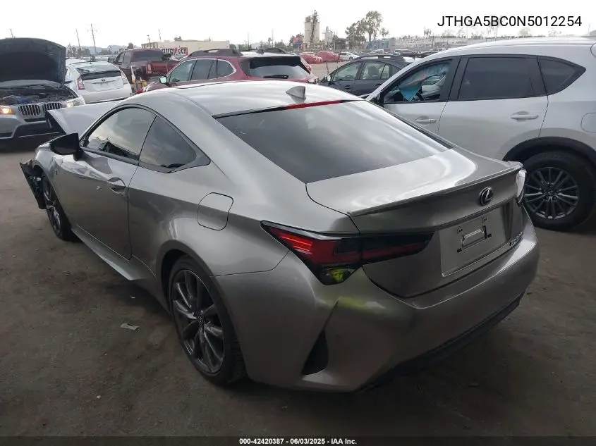 2022 Lexus Rc 300 F Sport VIN: JTHGA5BC0N5012254 Lot: 42420387
