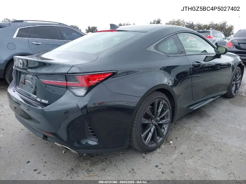 2023 Lexus Rc 350 F Sport VIN: JTHGZ5BC4P5027402 Lot: 42181360
