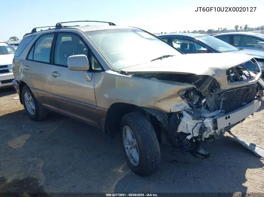 1999 Lexus Rx 300 VIN: JT6GF10U2X0020127 Lot: 42172891