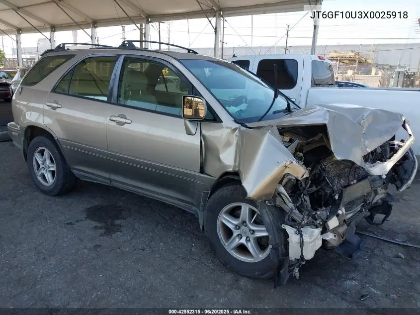 1999 Lexus Rx 300 VIN: JT6GF10U3X0025918 Lot: 42552315