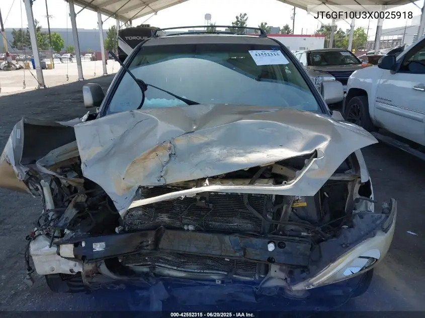 1999 Lexus Rx 300 VIN: JT6GF10U3X0025918 Lot: 42552315