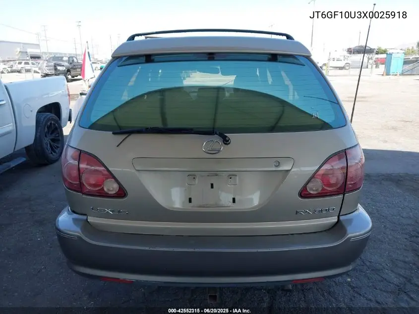 1999 Lexus Rx 300 VIN: JT6GF10U3X0025918 Lot: 42552315