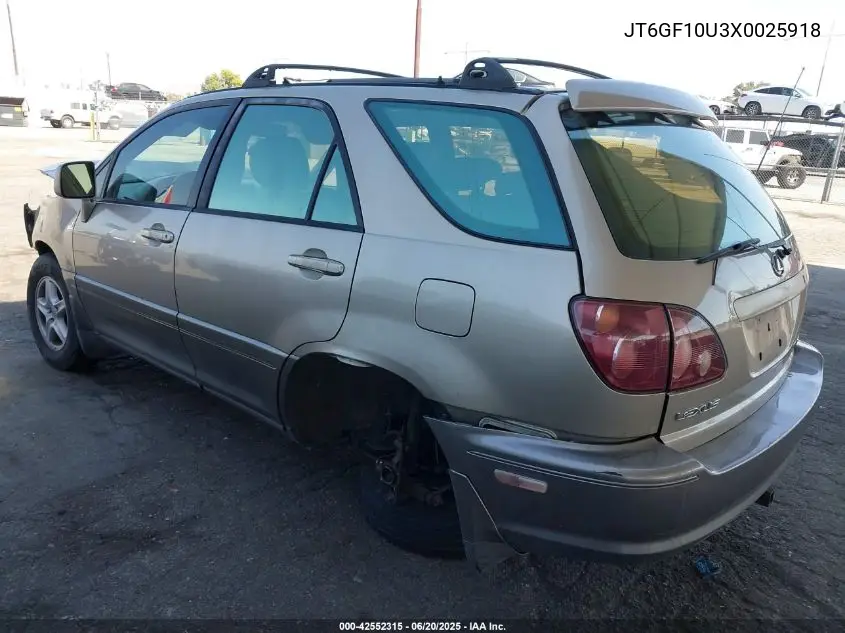 1999 Lexus Rx 300 VIN: JT6GF10U3X0025918 Lot: 42552315