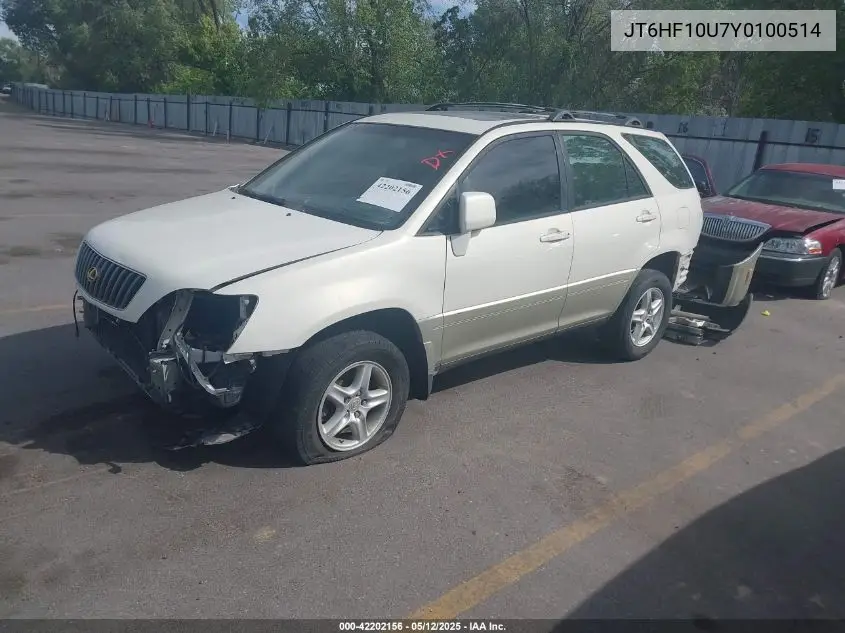 2000 Lexus Rx 300 VIN: JT6HF10U7Y0100514 Lot: 42202156