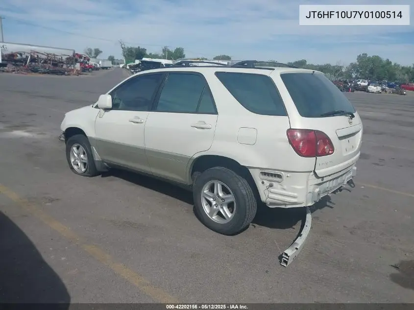 2000 Lexus Rx 300 VIN: JT6HF10U7Y0100514 Lot: 42202156