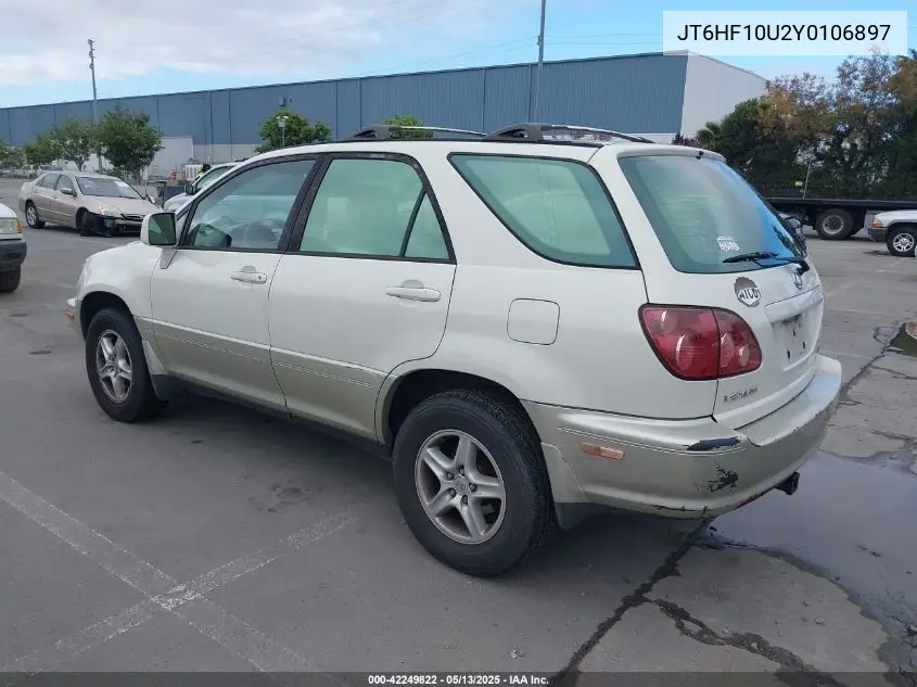 2000 Lexus Rx 300 VIN: JT6HF10U2Y0106897 Lot: 42249822