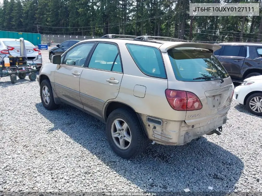 2000 Lexus Rx 300 VIN: JT6HF10UXY0127111 Lot: 42520367
