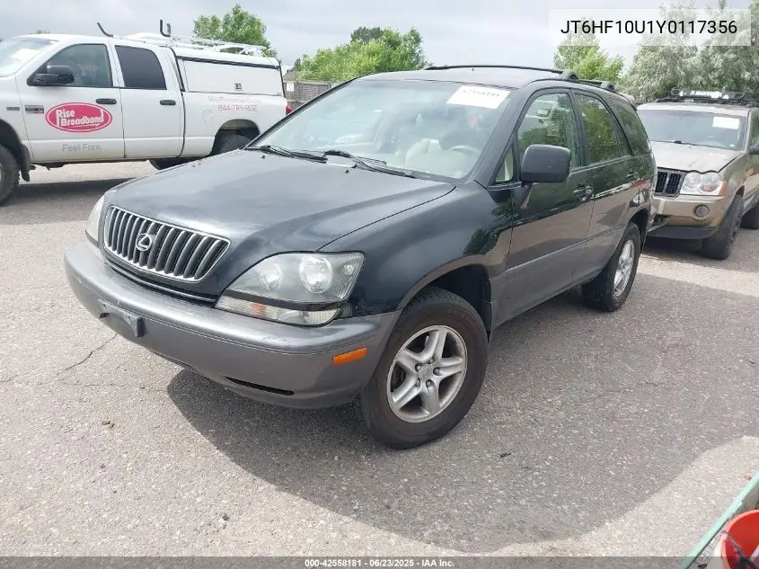 2000 Lexus Rx 300 VIN: JT6HF10U1Y0117356 Lot: 42558181