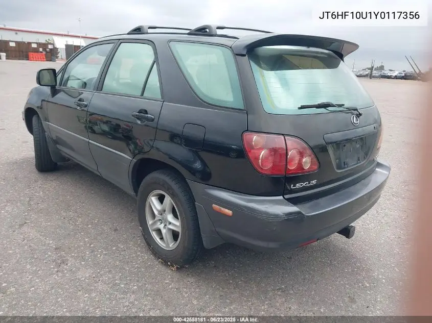 2000 Lexus Rx 300 VIN: JT6HF10U1Y0117356 Lot: 42558181