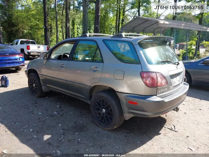 2000 Lexus Rx 300 VIN: JT6HF10U6Y0163765 Lot: 42559267