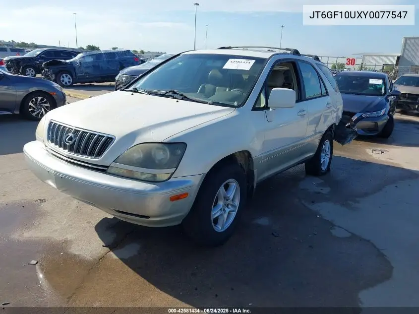 2000 Lexus Rx 300 VIN: JT6GF10UXY0077547 Lot: 42581434