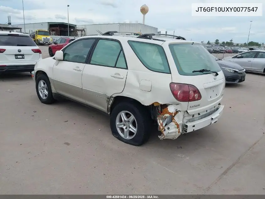 2000 Lexus Rx 300 VIN: JT6GF10UXY0077547 Lot: 42581434
