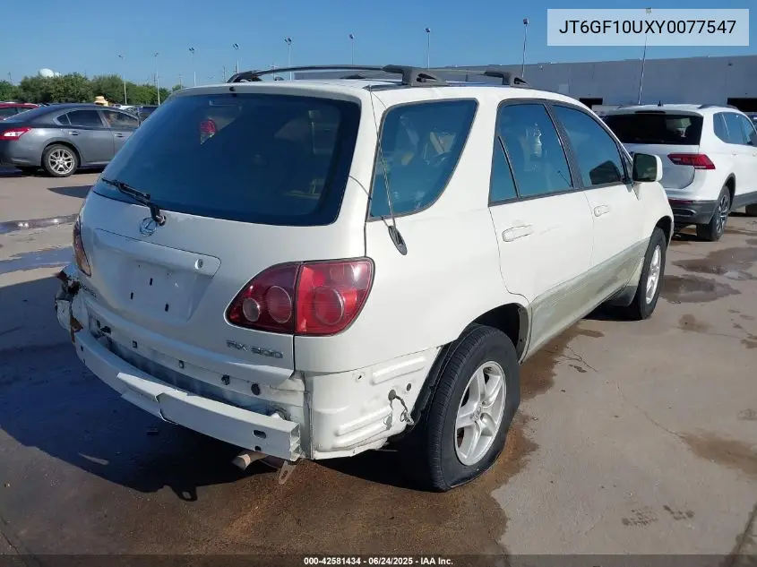 2000 Lexus Rx 300 VIN: JT6GF10UXY0077547 Lot: 42581434