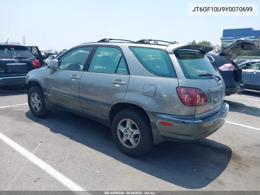 2000 Lexus Rx 300 VIN: JT6GF10U9Y0070699 Lot: 42595248