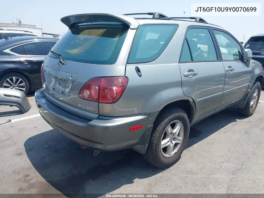 2000 Lexus Rx 300 VIN: JT6GF10U9Y0070699 Lot: 42595248