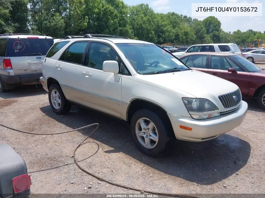 2000 Lexus Rx 300 VIN: JT6HF10U4Y0153672 Lot: 42596234