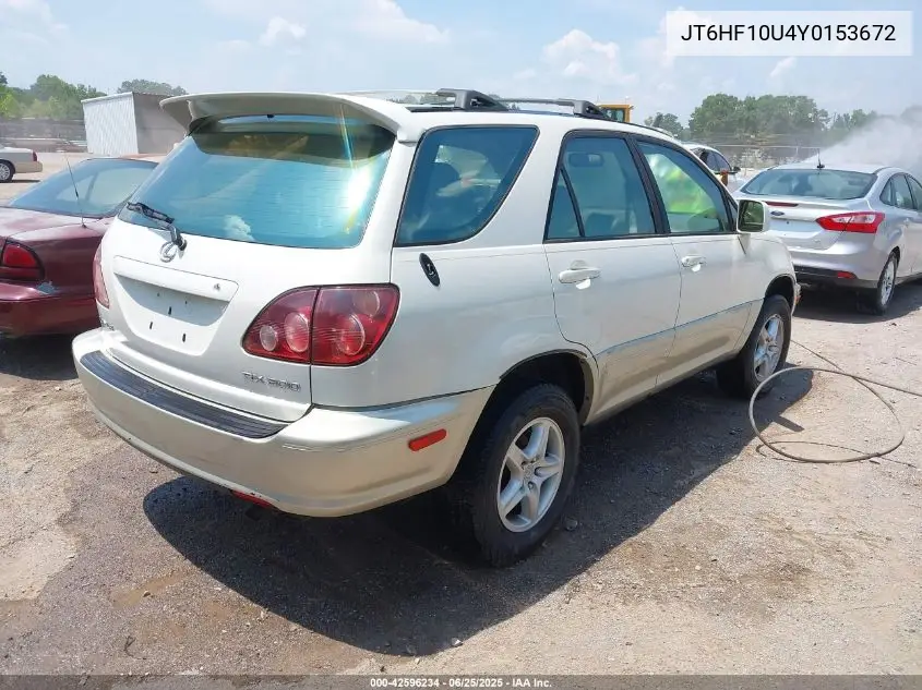 2000 Lexus Rx 300 VIN: JT6HF10U4Y0153672 Lot: 42596234