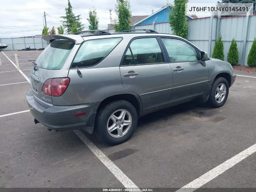 2000 Lexus Rx 300 VIN: JT6HF10U4Y0145491 Lot: 42608301