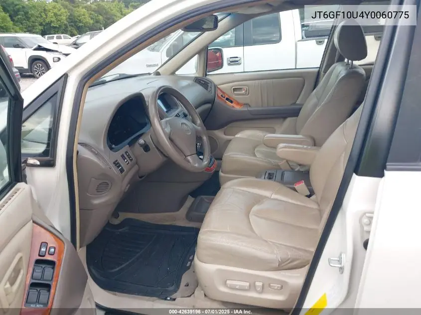 2000 Lexus Rx 300 300 VIN: JT6GF10U4Y0060775 Lot: 42639196