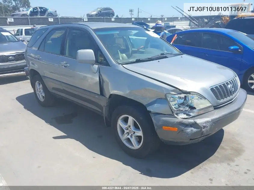 2001 Lexus Rx 300 VIN: JTJGF10U810113697 Lot: 42215644