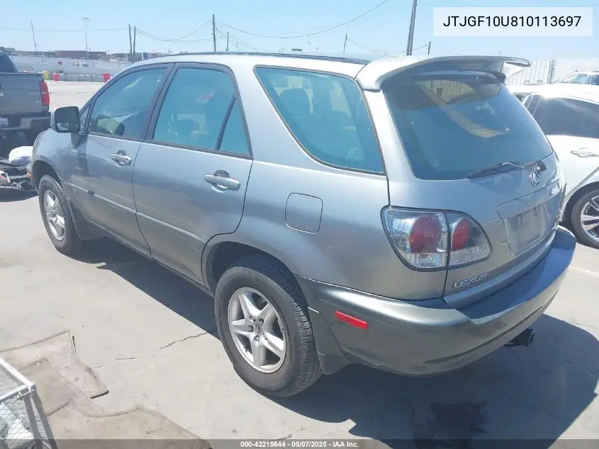 2001 Lexus Rx 300 VIN: JTJGF10U810113697 Lot: 42215644