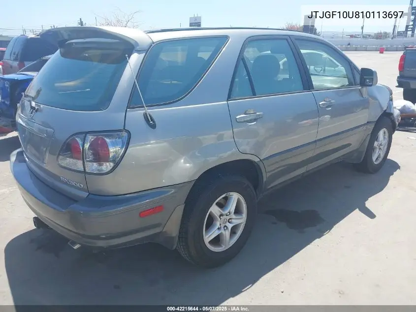 2001 Lexus Rx 300 VIN: JTJGF10U810113697 Lot: 42215644