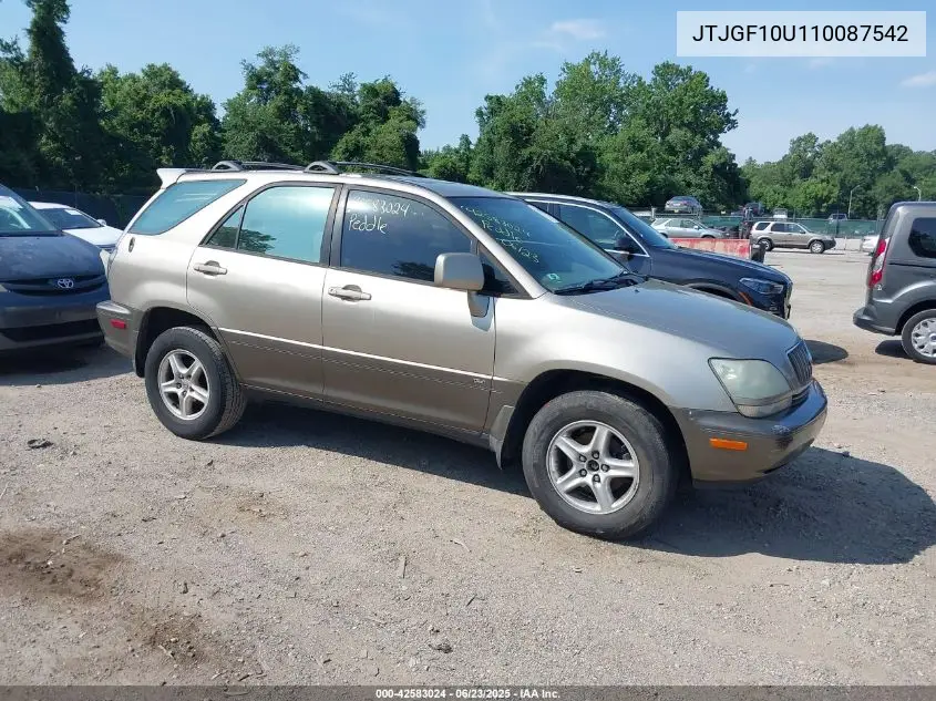 2001 Lexus Rx 300 VIN: JTJGF10U110087542 Lot: 42583024