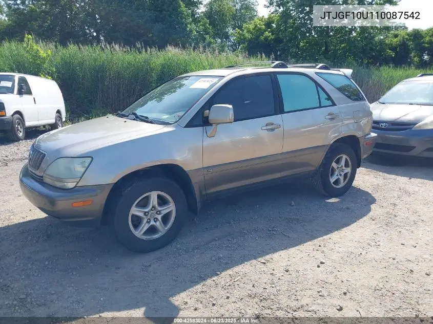 2001 Lexus Rx 300 VIN: JTJGF10U110087542 Lot: 42583024