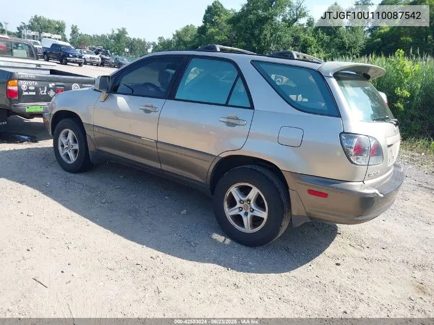 2001 Lexus Rx 300 VIN: JTJGF10U110087542 Lot: 42583024