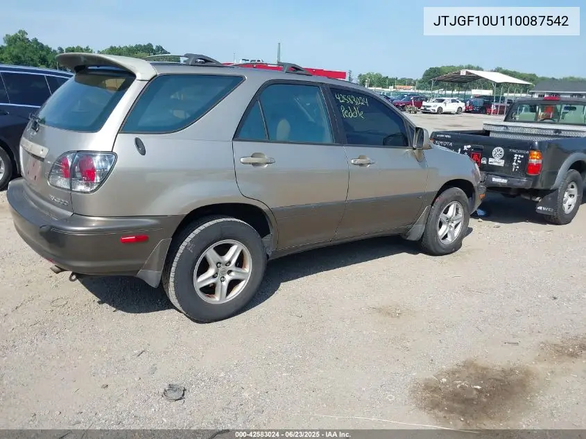 2001 Lexus Rx 300 VIN: JTJGF10U110087542 Lot: 42583024