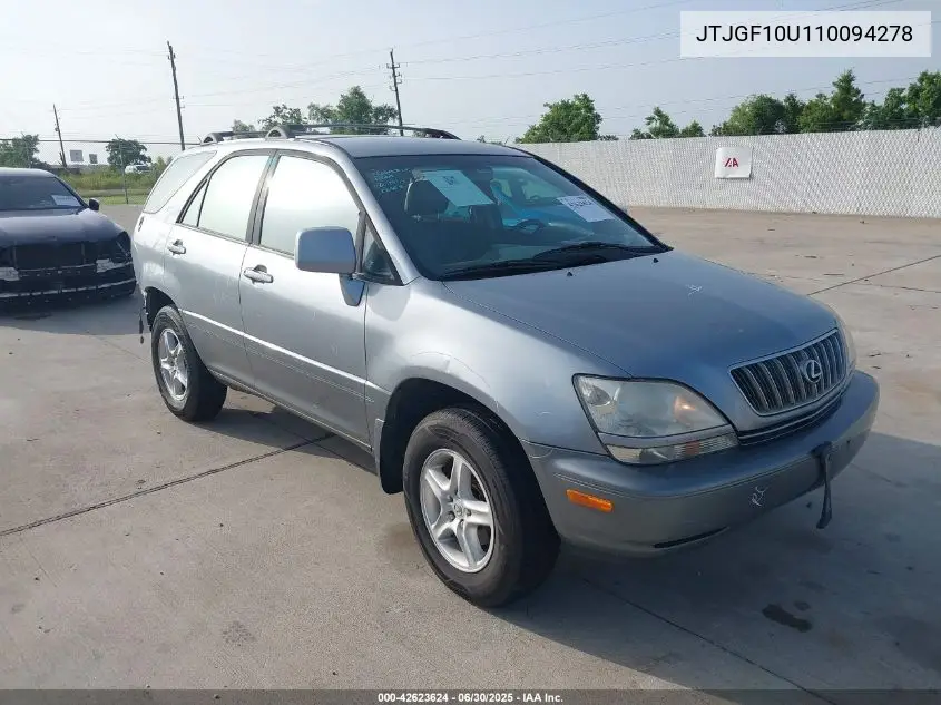 2001 Lexus Rx 300 VIN: JTJGF10U110094278 Lot: 42623624