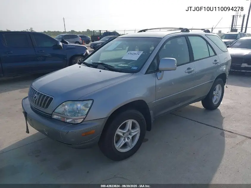 2001 Lexus Rx 300 VIN: JTJGF10U110094278 Lot: 42623624