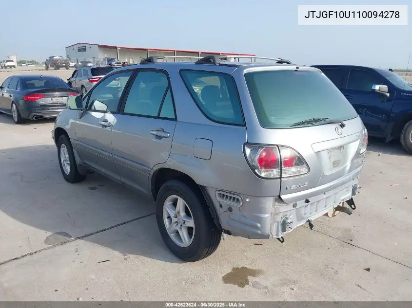 2001 Lexus Rx 300 VIN: JTJGF10U110094278 Lot: 42623624