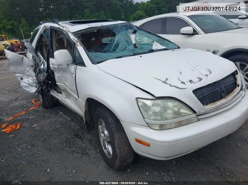 2002 Lexus Rx 300 VIN: JTJGF10U320144924 Lot: 42216686